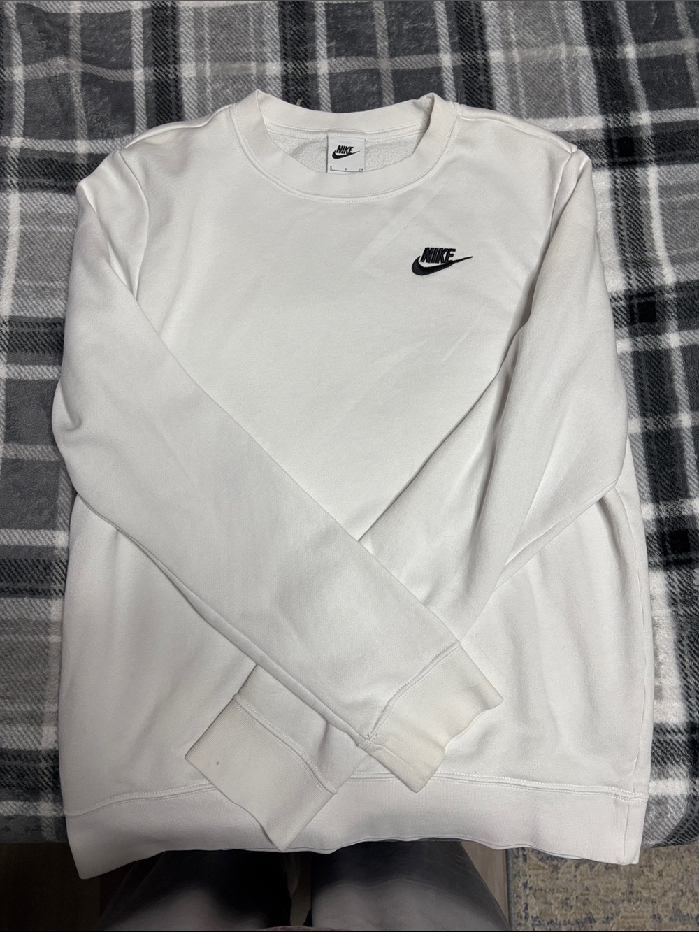 Nike White Crewneck Sweatshirt with Black Swoosh